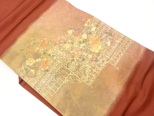 JAPANESE NAGOYA OBI / KINSAI / FLOWER ARABESQUE